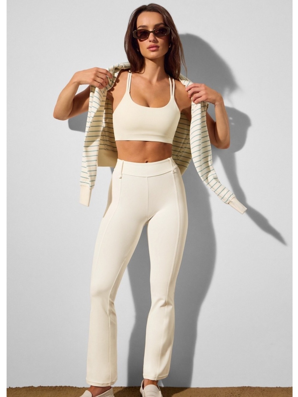 Fabletics Power Hold Fit Boot-Cut Flare Ponte Pants, White Size Medium
